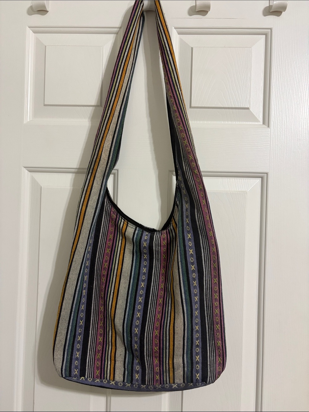 Ancient Current Boho Striped Woven Sling Hippie Festival Bag 100% Cotton